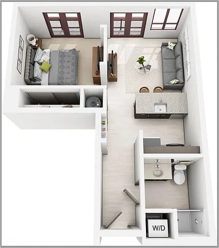Floor plan Open 1 Bedroom (S2)