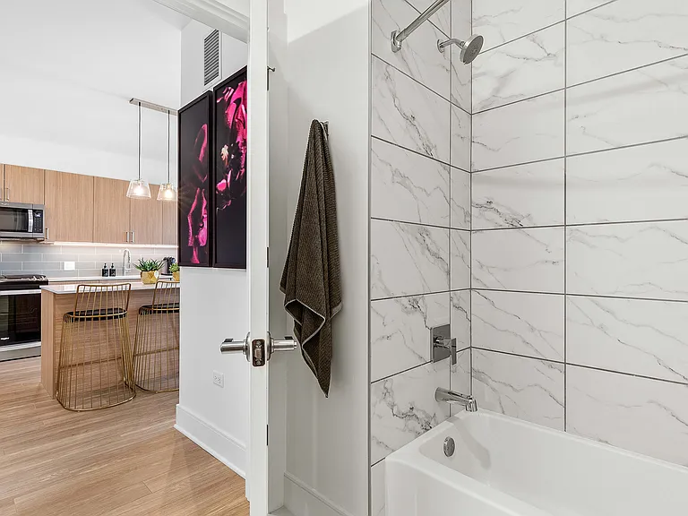 A functional and stylish bath space perfect for relaxing at home.