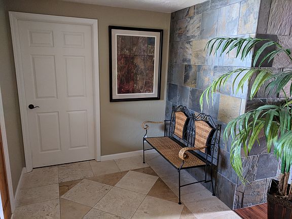 Entry - slate fireplace back