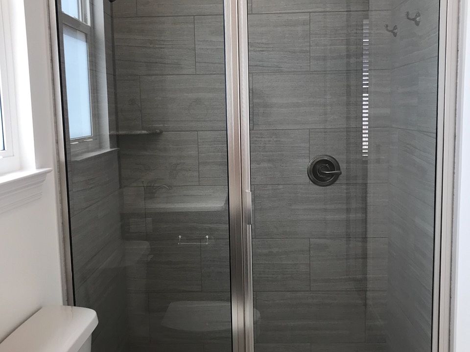 Large recessed shower in master bath.
Double vanity.
Window for natural light.