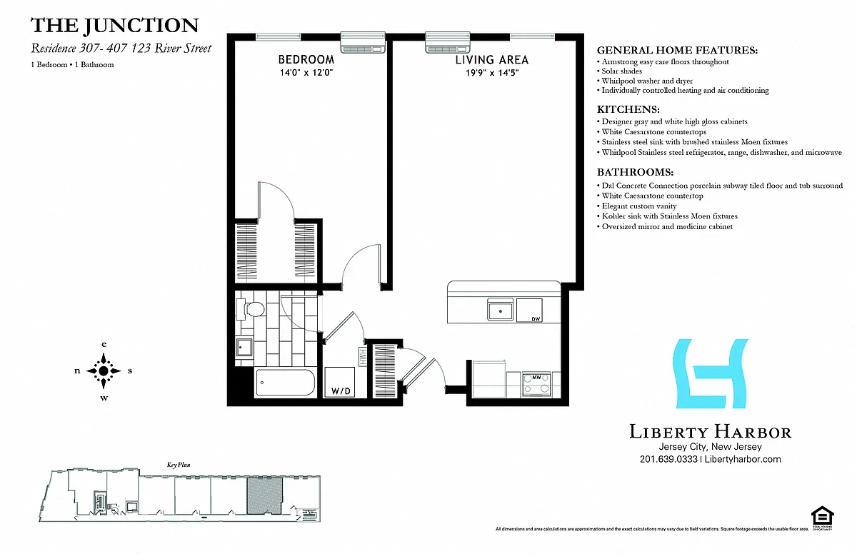 Floor plan JUNCTION-1 BEDROOM PLAN K