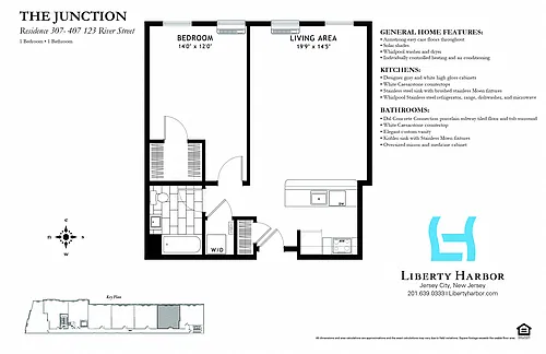 Floor plan JUNCTION-1 BEDROOM PLAN K