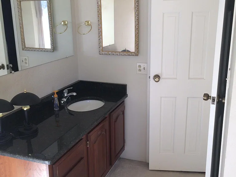 Master bedroom vanity sink, on the right walk-in closet through the door, door ahead connects to the bathroom