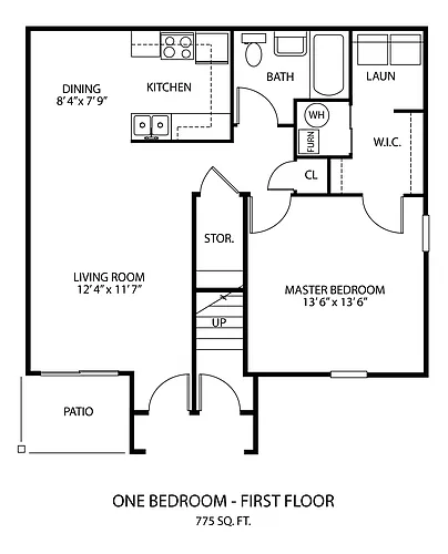 Floor plan One Bedroom - First Floor