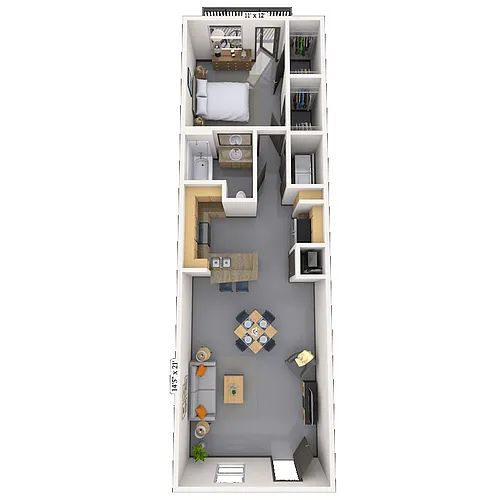 Floor plan Loft 1x1 725 SF