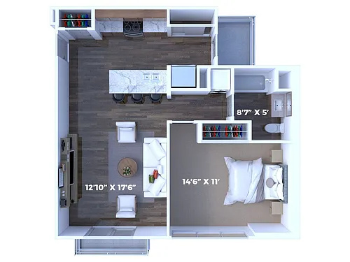 Floor plan 1 Bedroom/1 Bathroom
