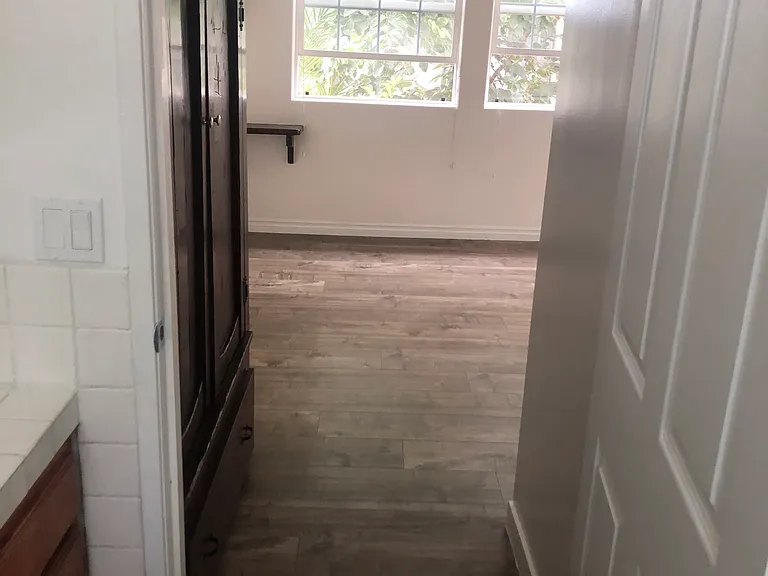 View from private restroom to bedroom