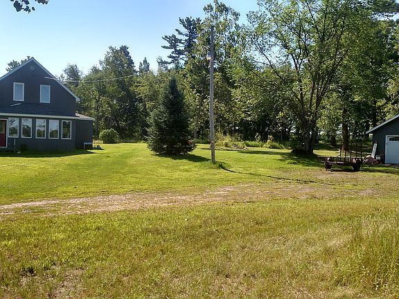 Detached garage on right