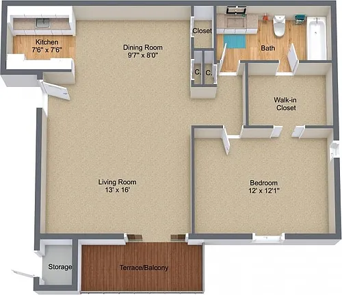 Floor plan One Bedroom - One Bath