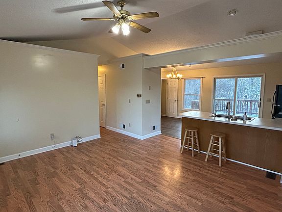 Living room and kitchen peninsula