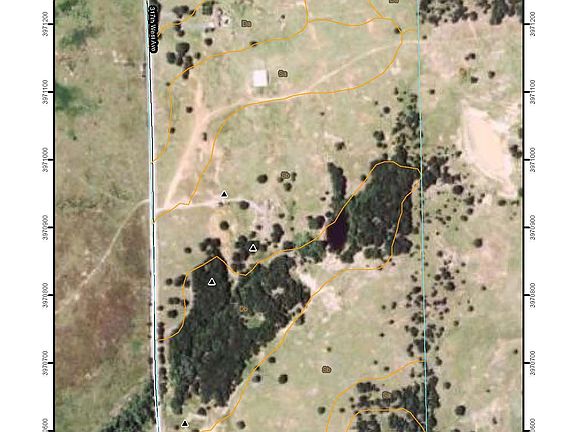 Aerial view of 80 acres showing soil types from USDA Web Soil Survey