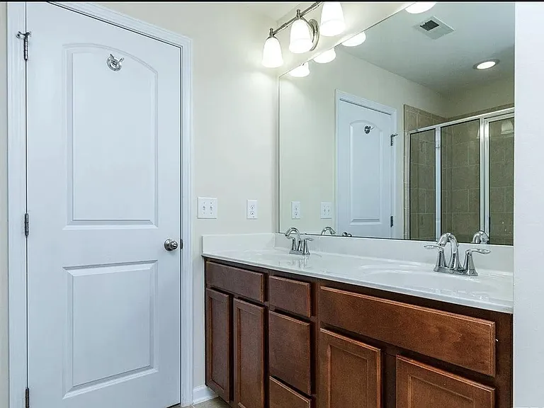 Master bath w/ double Vanity| Spa Rain Shower | Linen closet | Under sink cabinets and drawers