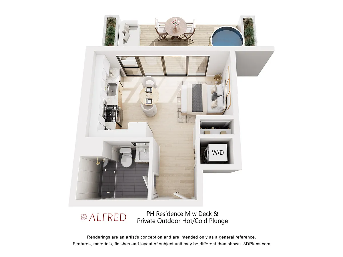 Floor plan PH Residence M w Deck & Private Hot/Cold Plunge