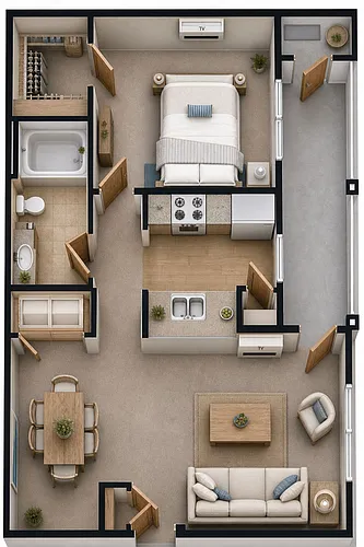 Floor plan One Bed One Bath B