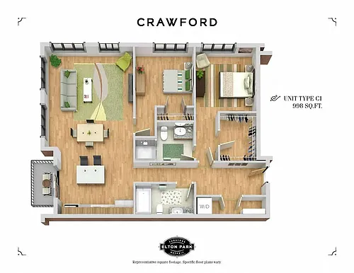 Floor plan The Crawford - 2 Bed 2 Bath