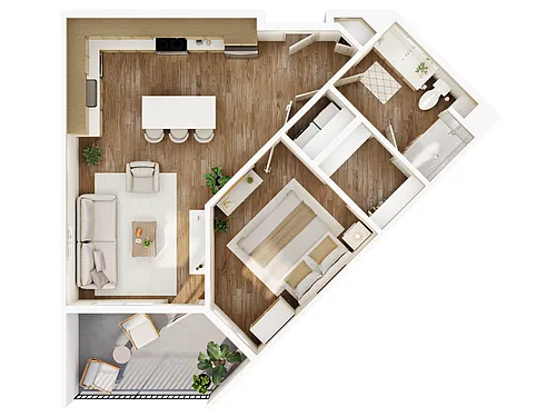Floor plan One Bed-B