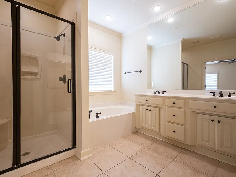 Master Bath with Shower and Soaking Tub and dual vanity.
