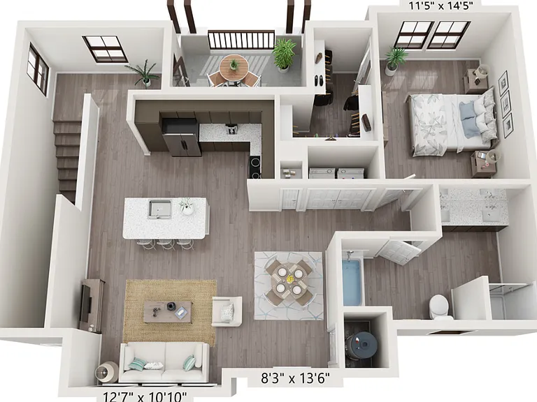 A1E floor plan Lago Apartments