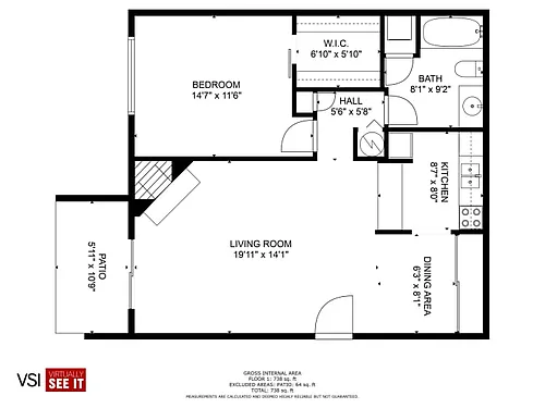 Floor plan Oak - 1Bed/1Bath