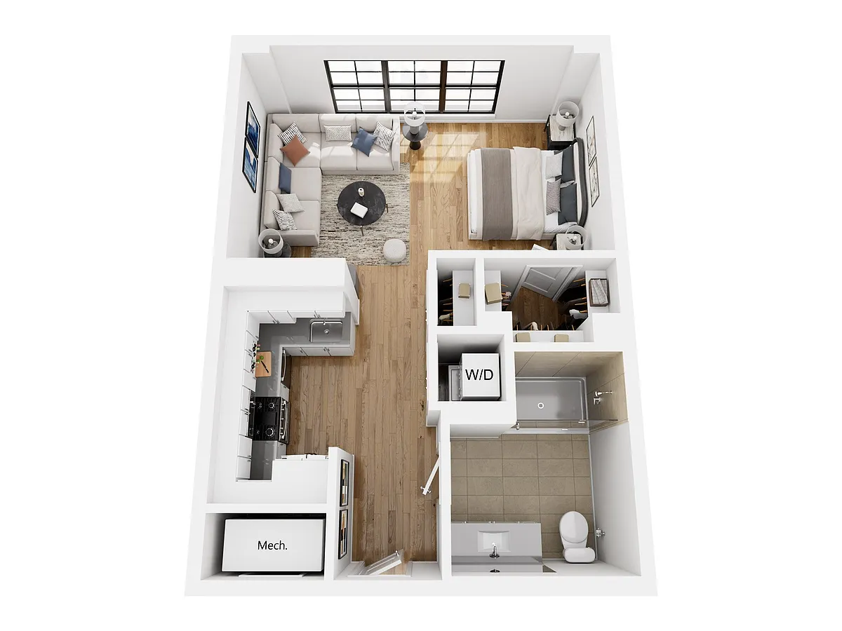 Floor plan Studio/1 Bath-CL01-sa