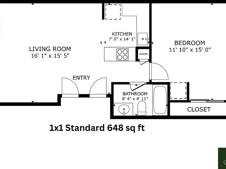 1x1 Standard (2) l 648 sq ft l Cedar Court 1x1 Standard (2) l 648 sq ft l Cedar Court