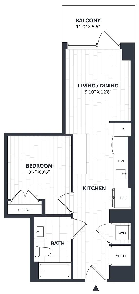 Floor plan 1 Bed/1 Bath JR - Stratos - A16