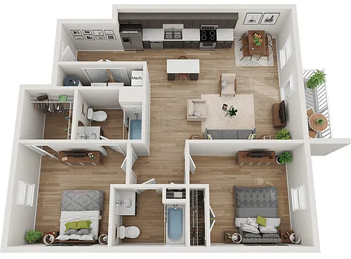 Floor plan 2 Bedroom First Level