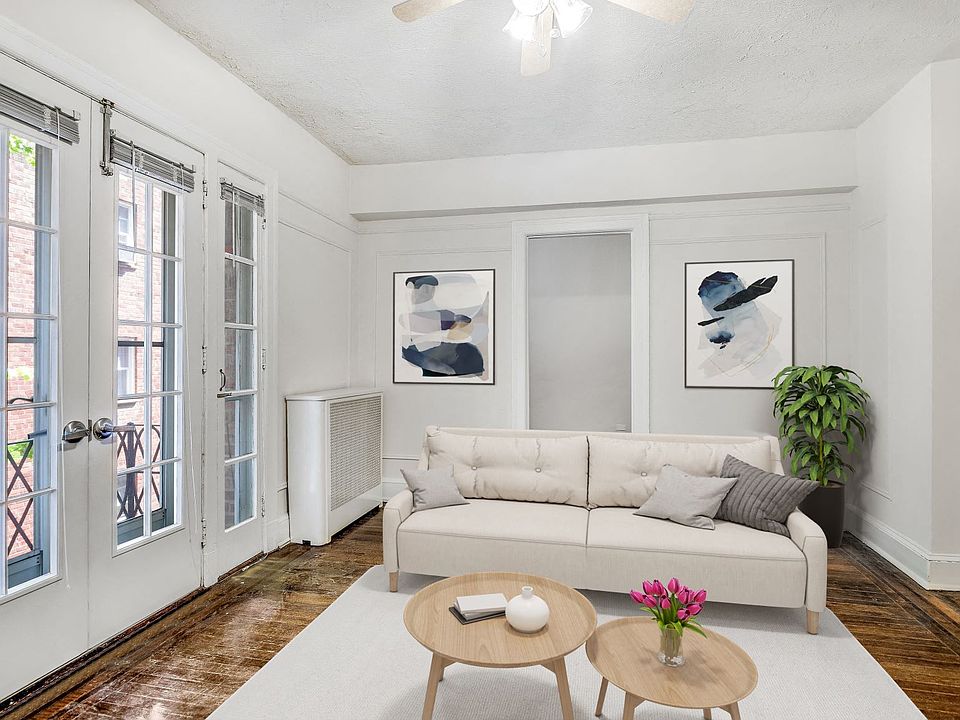 One-bedroom living room (virtually staged)