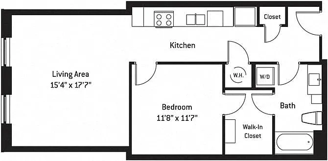 Floor plan 1B-J (Affordable Housing)
