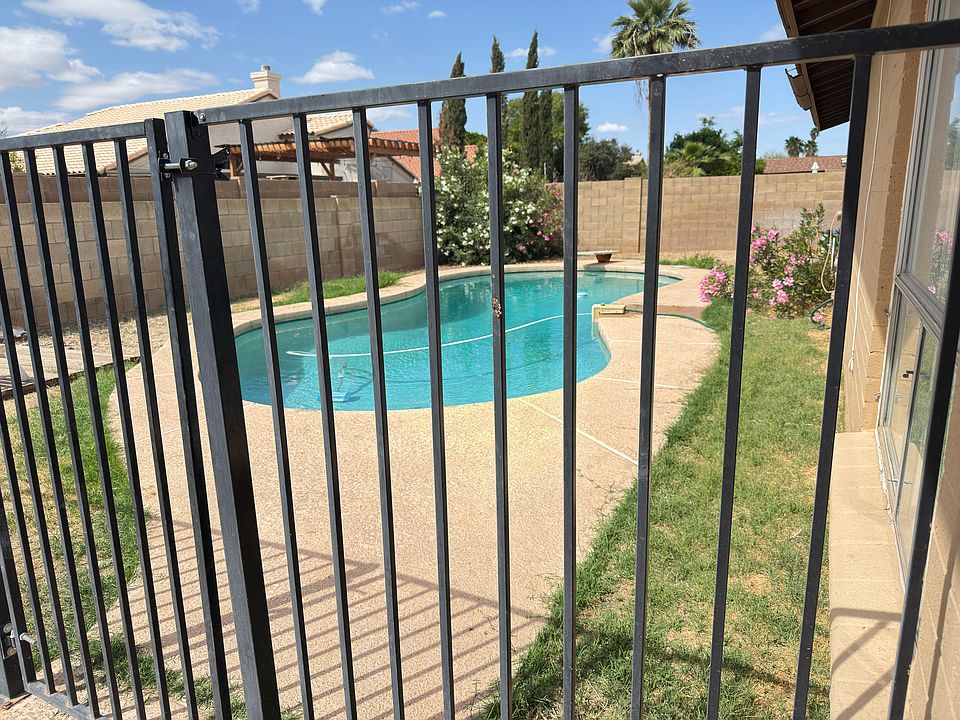 Fenced pool area which pool service is paid by owner