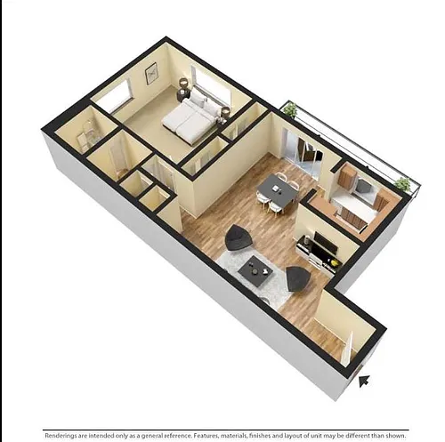 Floor plan 1 Bedroom 1 Bath