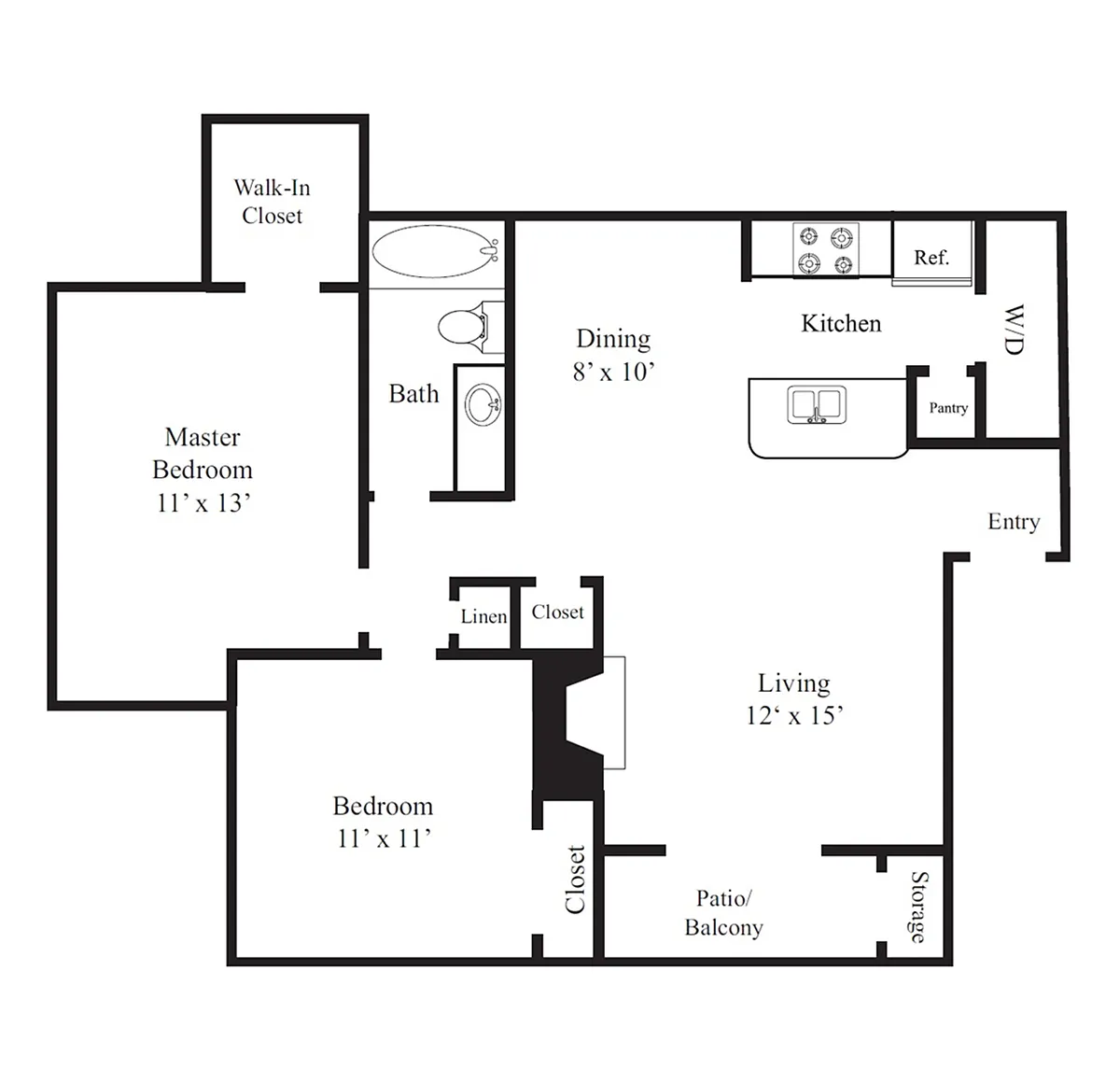 Floor plan 2 Bed 1 Bath