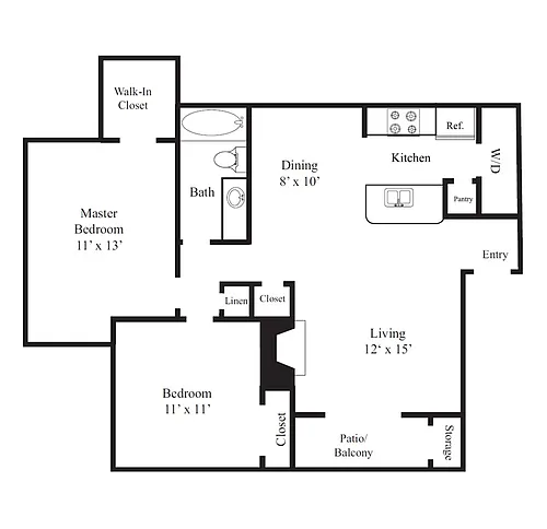 Floor plan 2 Bed 1 Bath