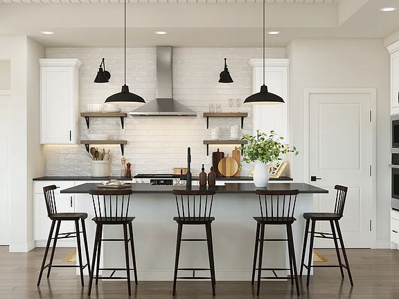 Kitchen with center island and pendant lighting