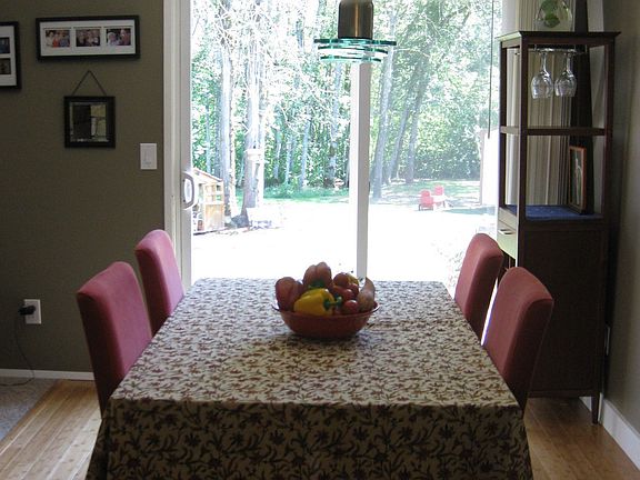Dining area overlooking backyard