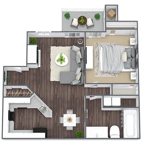 Floor plan A2: 1 Bed 1 Bath