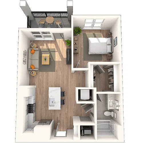 Floor plan A3 1x1 729 SF-FP
