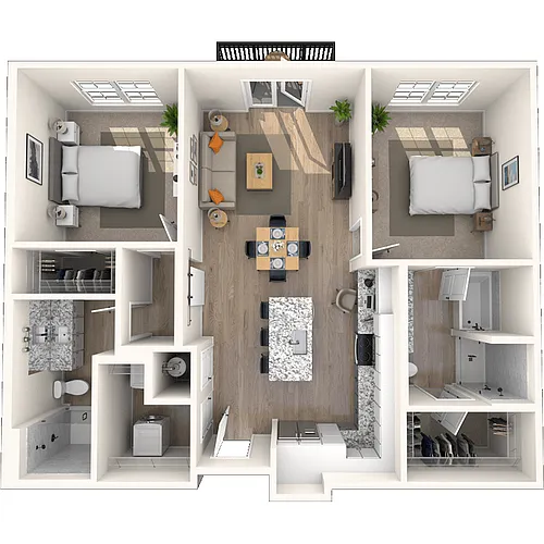 Floor plan Traditional 2x2 1125-1322 SF-FP