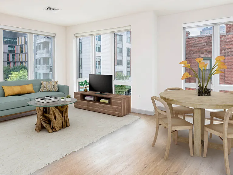 The Flats - Living and Dining Room with Oversized Windows