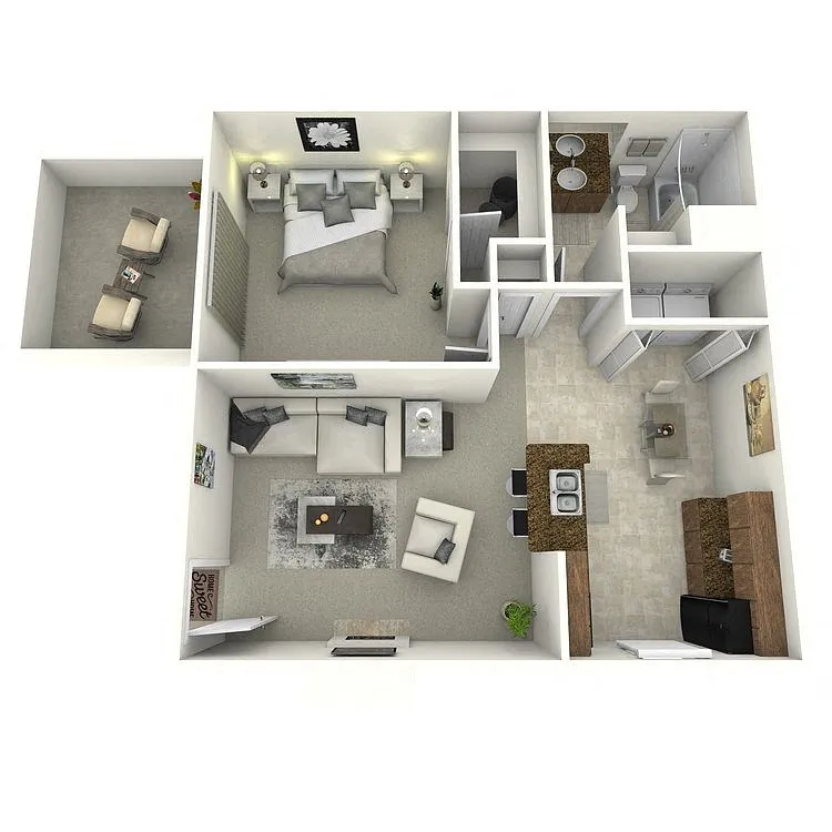 Floor plan Renovated One Bedroom One Bath