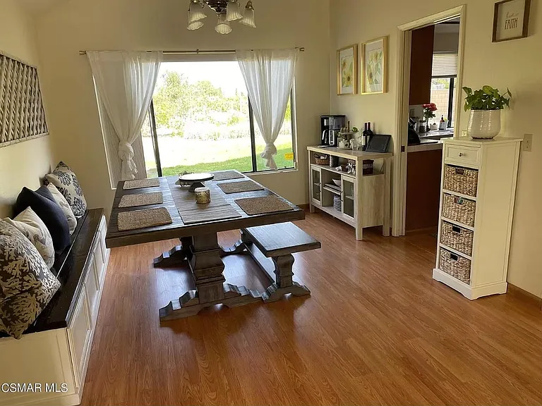 Entry view to dining room - staged