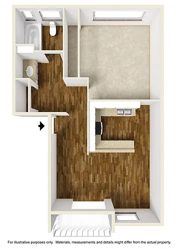 Floor plan 1 Bedroom, 1 Bathroom Plan A