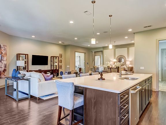 Kitchen flowing into great room