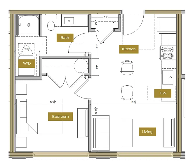 Floor plan 1 Bedroom Floor Plan B | Lofts North