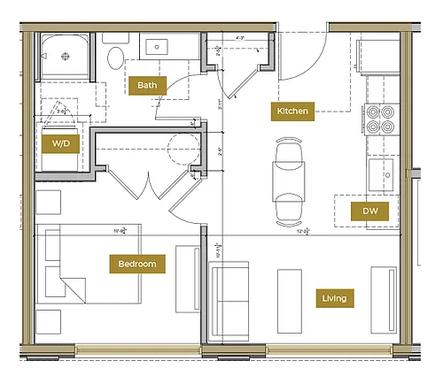 Floor plan 1 Bedroom Floor Plan B | Lofts North
