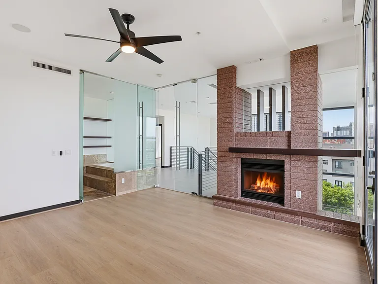 Primary bedroom with gas fireplace