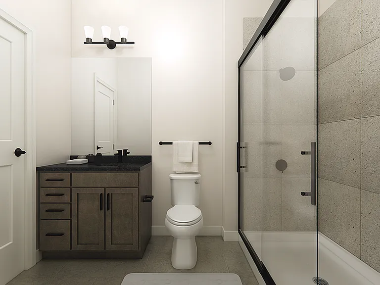 2B Dark Bathroom Finishes Rendering