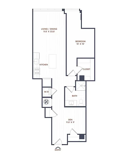 Floor plan 1 Bed/1 Bath-A16