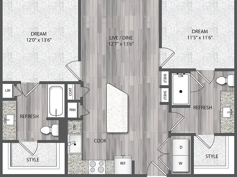 Encore Montrose - B1.1 - 2 Beds - 2 Baths - 1008 Sq. ft.