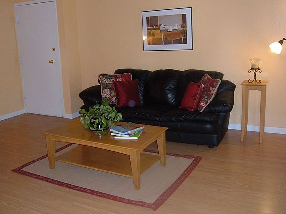 Spacious living room with vaulted ceilings